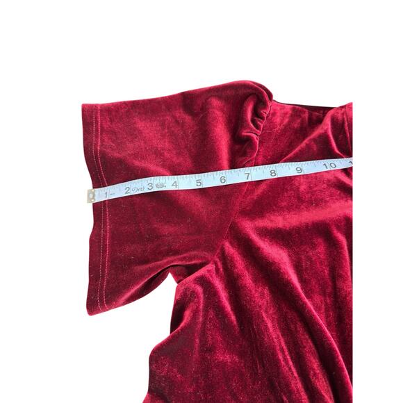 Ivy City Co. Red Holiday Christmas Party Festive Velvet Midi Dress Medium - Picture 11 of 12
